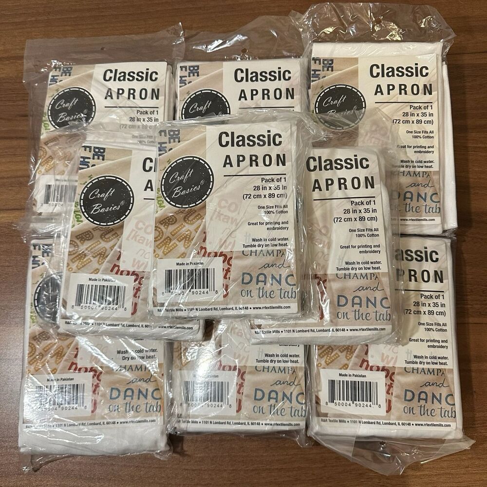 Chef Basics High Quality White Classic Apron, Cotton, 28x35 in, Set of 9